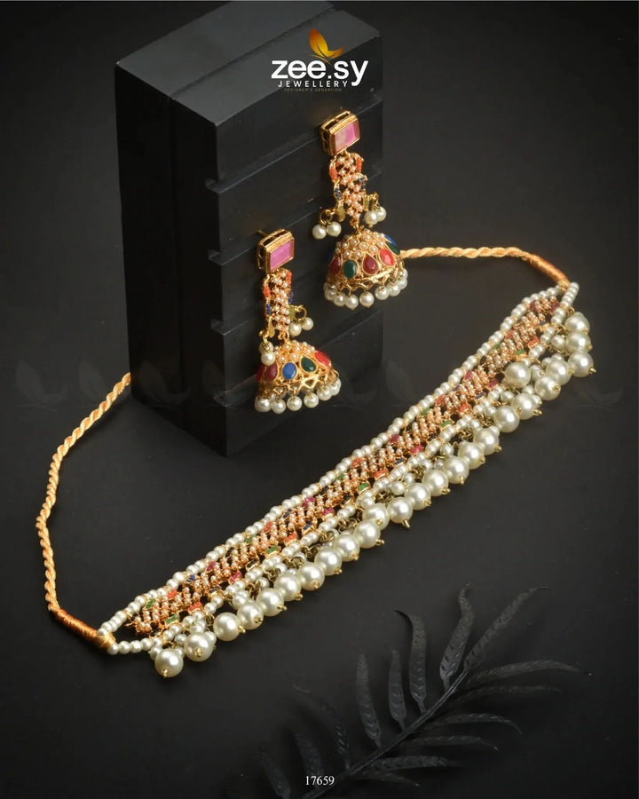 Nauratan Choker Vibrant Set Necklace Sets - Zeesy Jewellery Pakistan | Premium Artificial & Imitation Jewellery