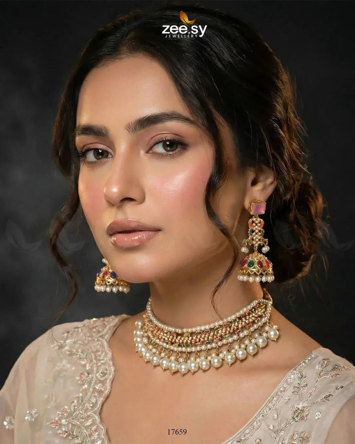 Nauratan Choker Vibrant Set Necklace Sets - Zeesy Jewellery Pakistan | Premium Artificial & Imitation Jewellery