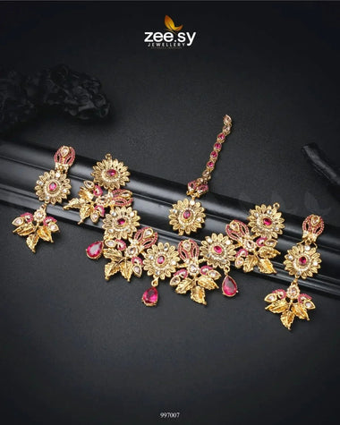Angelonia Necklace Set Fuchsia Necklace Sets - Zeesy Jewellery Pakistan | Premium Artificial & Imitation Jewellery
