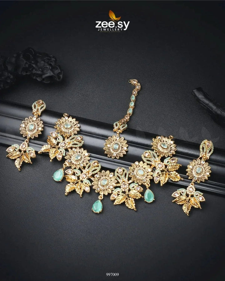 Angelonia Necklace Set Mint Green Necklace Sets - Zeesy Jewellery Pakistan | Premium Artificial & Imitation Jewellery