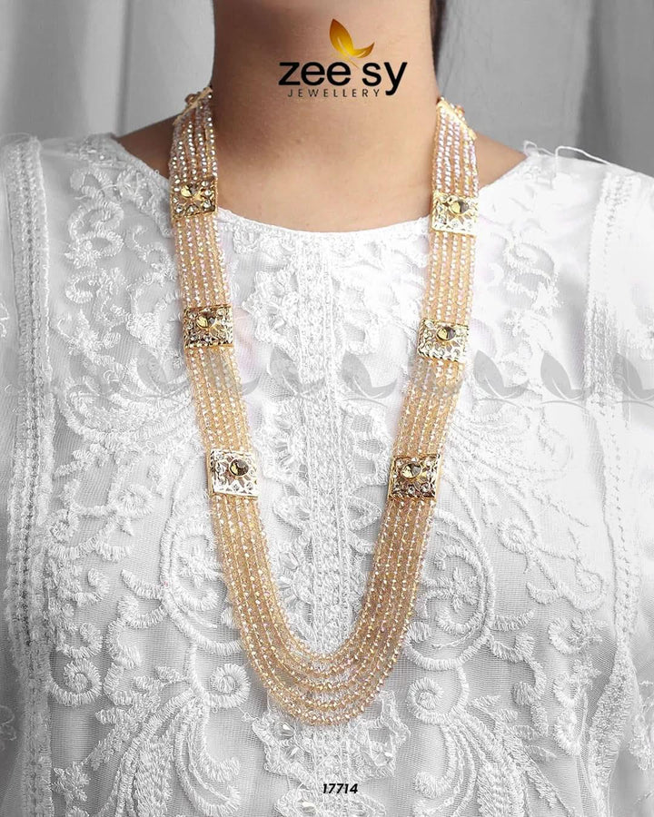Initials Malla Necklace Champagne Necklace Sets - Zeesy Jewellery Pakistan | Premium Artificial & Imitation Jewellery