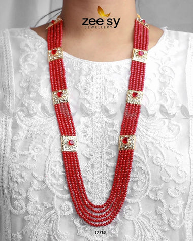 Initials Malla Necklace Mahroon Red Necklace Sets - Zeesy Jewellery Pakistan | Premium Artificial & Imitation Jewellery