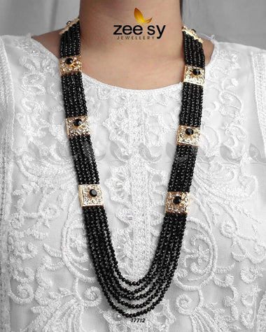 Initials Malla Necklace Black Necklace Sets - Zeesy Jewellery Pakistan | Premium Artificial & Imitation Jewellery