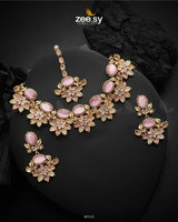 Lycoris Necklace Set Mint pink Necklace Sets - Zeesy Jewellery Pakistan | Premium Artificial & Imitation Jewellery
