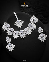 Lycoris Necklace Set Silver White Necklace Sets - Zeesy Jewellery Pakistan | Premium Artificial & Imitation Jewellery