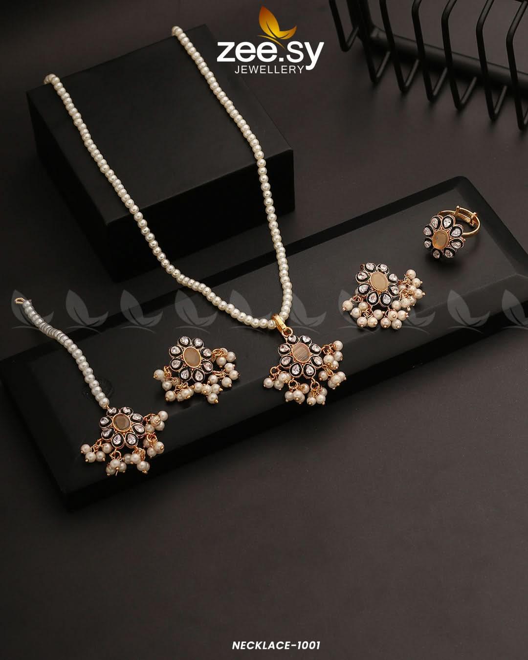 NECKLACE-1001 Champagne Necklace Sets - Zeesy Jewellery Pakistan | Premium Artificial & Imitation Jewellery