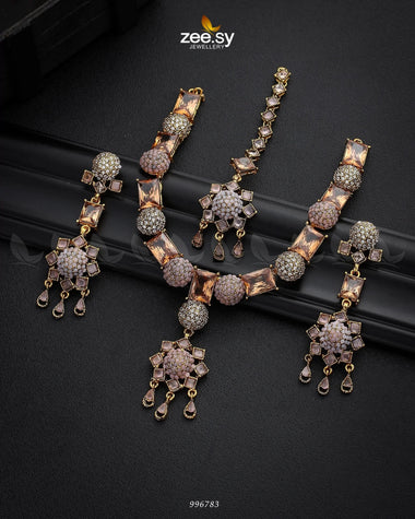 Agapanthus Necklace Set Mint pink Necklace Sets - Zeesy Jewellery Pakistan | Premium Artificial & Imitation Jewellery