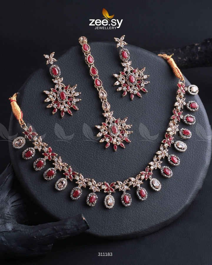 Solara Necklace Set Red Necklace Sets - Zeesy Jewellery Pakistan | Premium Artificial & Imitation Jewellery