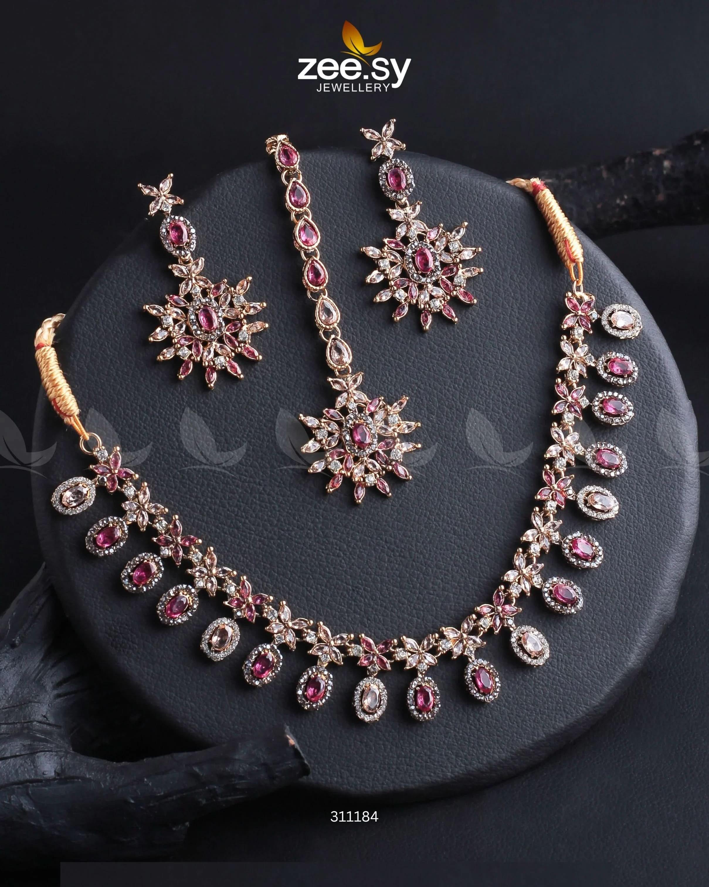 Solara Necklace Set Fuchsia Necklace Sets - Zeesy Jewellery Pakistan | Premium Artificial & Imitation Jewellery
