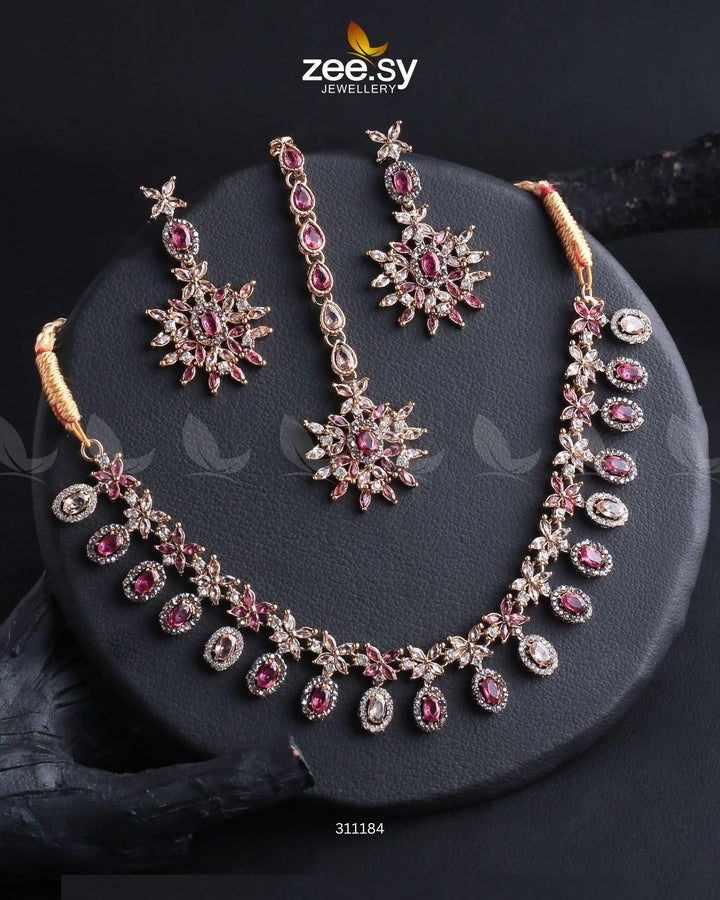 Solara Necklace Set Fuchsia Necklace Sets - Zeesy Jewellery Pakistan | Premium Artificial & Imitation Jewellery