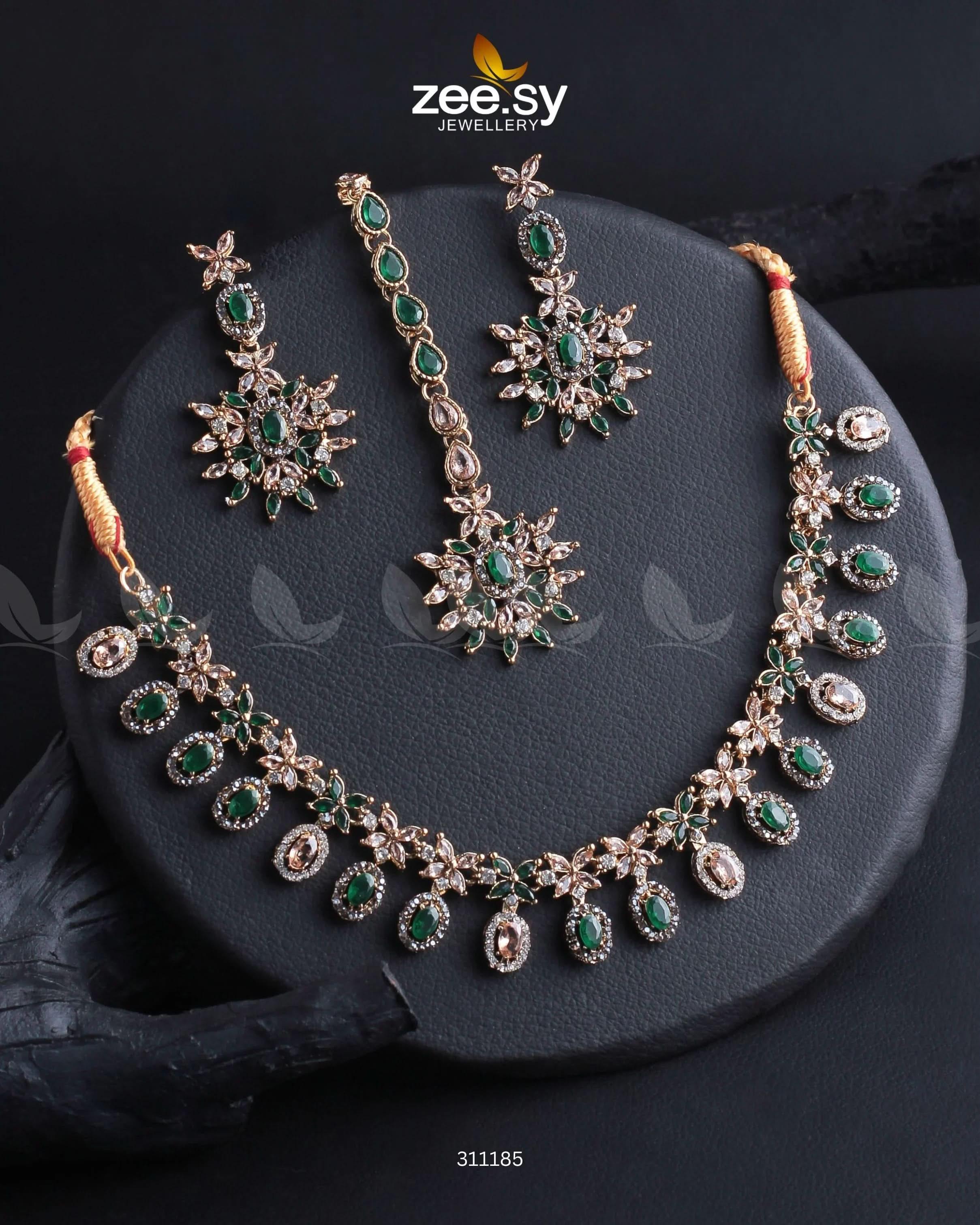 Solara Necklace Set Green Necklace Sets - Zeesy Jewellery Pakistan | Premium Artificial & Imitation Jewellery