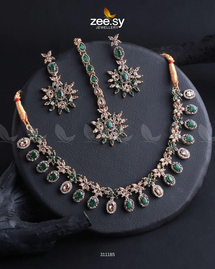 Solara Necklace Set Green Necklace Sets - Zeesy Jewellery Pakistan | Premium Artificial & Imitation Jewellery