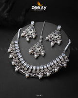 Prism Necklace Silver Pearl Necklace Sets - Zeesy Jewellery Pakistan | Premium Artificial & Imitation Jewellery