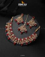 Prism Necklace Golden Red Necklace Sets - Zeesy Jewellery Pakistan | Premium Artificial & Imitation Jewellery