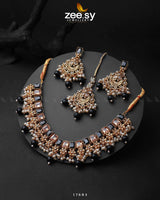Prism Necklace Golden Black Necklace Sets - Zeesy Jewellery Pakistan | Premium Artificial & Imitation Jewellery