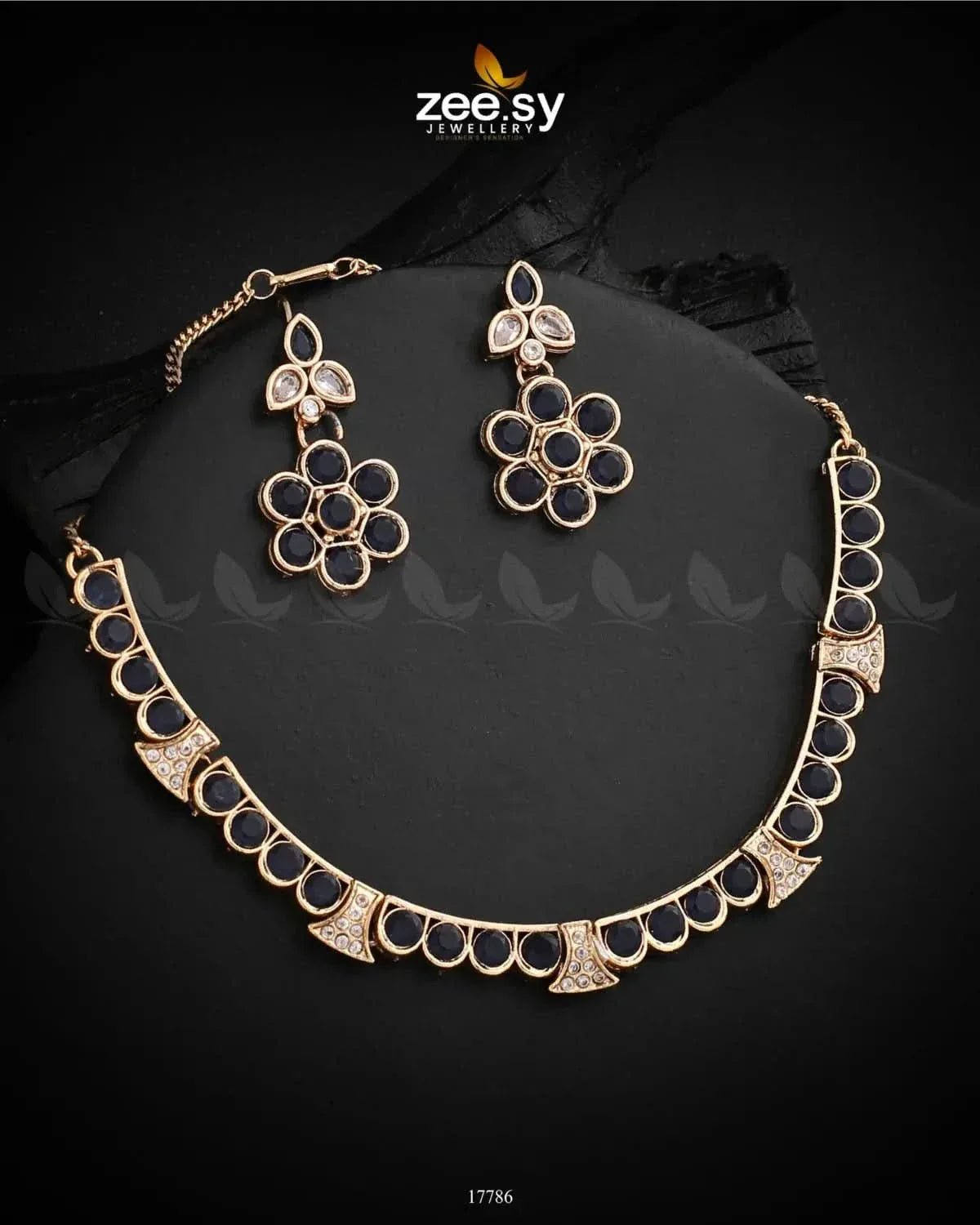 Textured Necklace Golden Black Necklace Sets - Zeesy Jewellery Pakistan | Premium Artificial & Imitation Jewellery