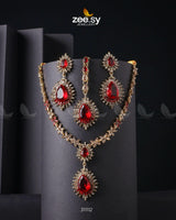 Zilla Necklace Golden Red Necklace Sets - Zeesy Jewellery Pakistan | Premium Artificial & Imitation Jewellery