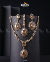 Zilla Necklace Golden Champagne Necklace Sets - Zeesy Jewellery Pakistan | Premium Artificial & Imitation Jewellery