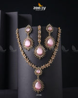 Zilla Necklace Golden Mint Pink Necklace Sets - Zeesy Jewellery Pakistan | Premium Artificial & Imitation Jewellery