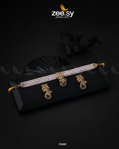 Egyptian Choker Necklace Golden Pink Necklace Sets - Zeesy Jewellery Pakistan | Premium Artificial & Imitation Jewellery