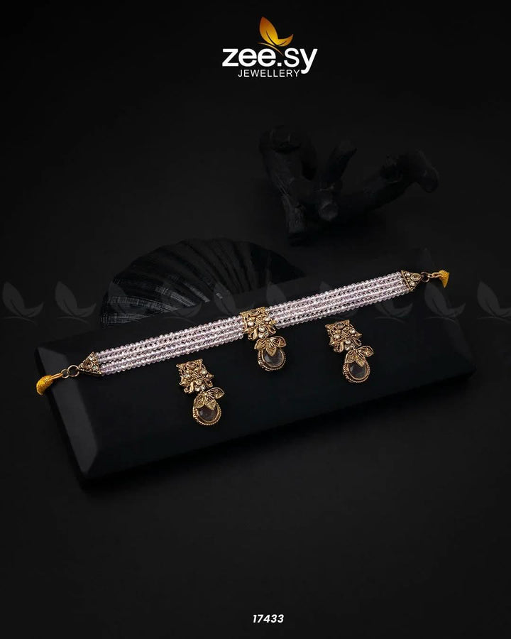 Egyptian Choker Necklace Golden Pink Necklace Sets - Zeesy Jewellery Pakistan | Premium Artificial & Imitation Jewellery