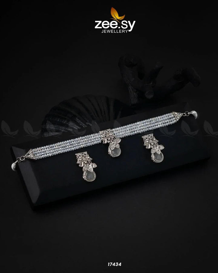 Egyptian Choker Necklace Silver White Necklace Sets - Zeesy Jewellery Pakistan | Premium Artificial & Imitation Jewellery