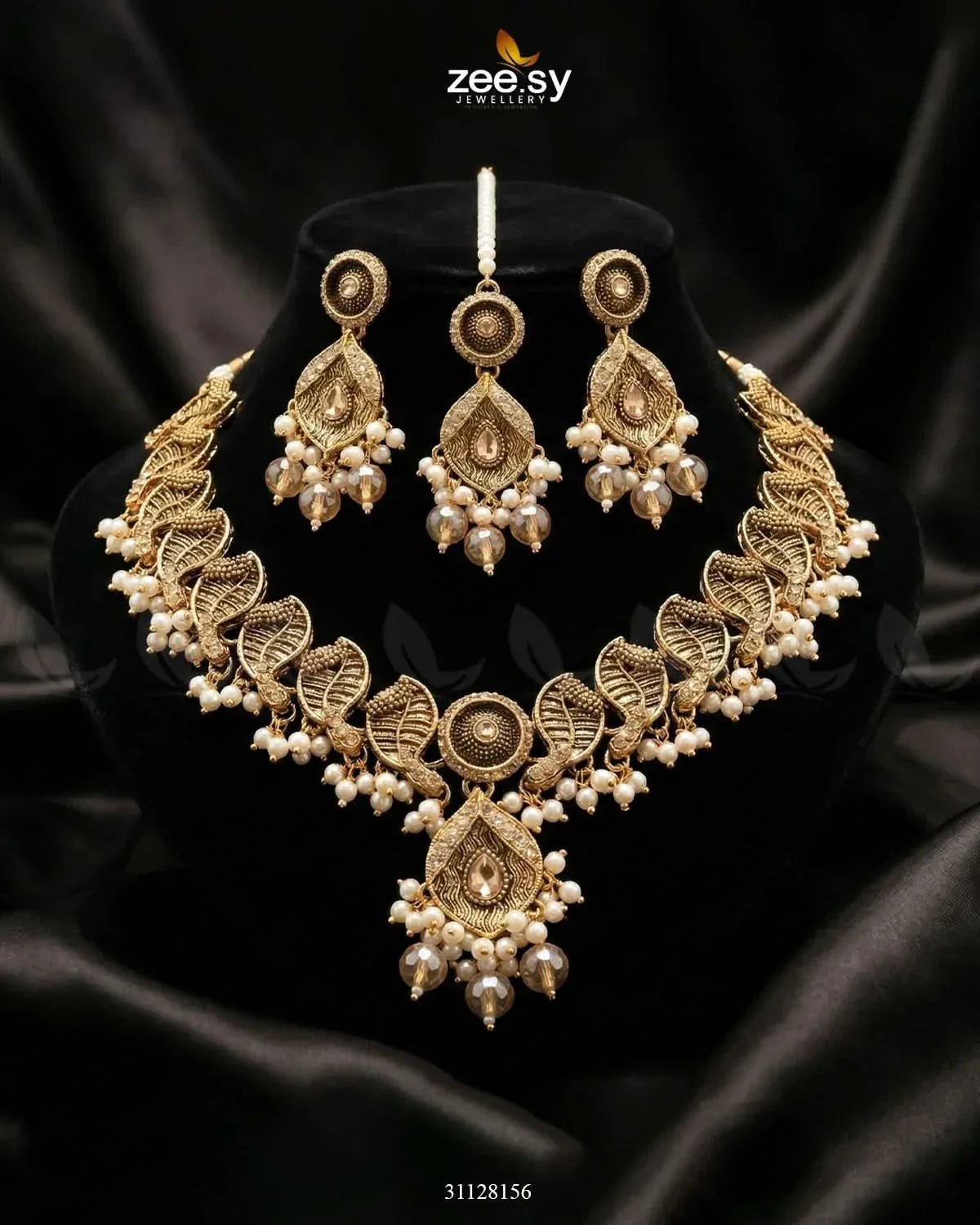 Foliage Bold Leaf Necklace Set Necklace Sets - Zeesy Jewellery Pakistan | Premium Artificial & Imitation Jewellery