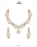 Golden Bold Stone Necklace Set Golden Champagne Necklace Sets - Zeesy Jewellery Pakistan | Premium Artificial & Imitation Jewellery