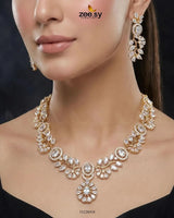 Golden Bold Stone Necklace Set Necklace Sets - Zeesy Jewellery Pakistan | Premium Artificial & Imitation Jewellery
