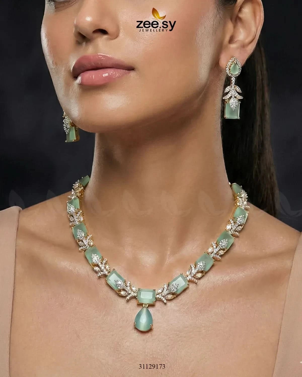 Golden Gilded Statement Necklace Set Necklace Sets - Zeesy Jewellery Pakistan | Premium Artificial & Imitation Jewellery
