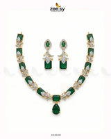 Golden Gilded Statement Necklace Set Golden Green Necklace Sets - Zeesy Jewellery Pakistan | Premium Artificial & Imitation Jewellery
