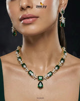 Golden Gilded Statement Necklace Set Necklace Sets - Zeesy Jewellery Pakistan | Premium Artificial & Imitation Jewellery
