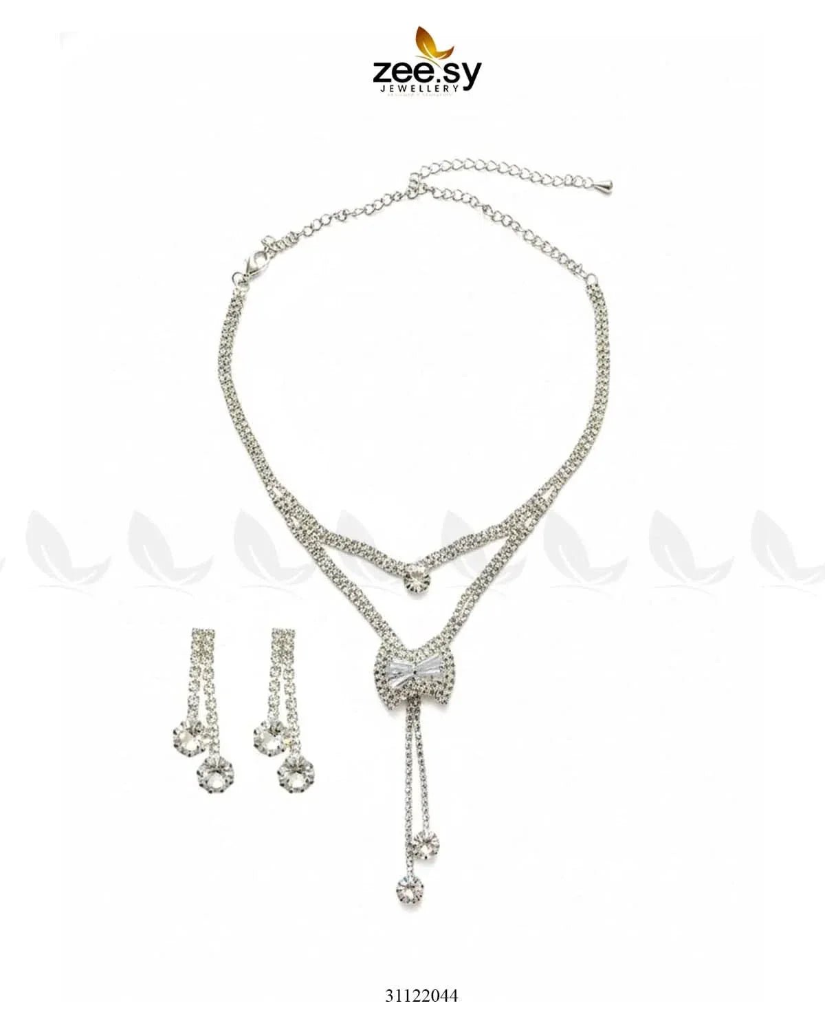 Brilliant Ribbon Drape Necklace Set Necklace Sets - Zeesy Jewellery Pakistan | Premium Artificial & Imitation Jewellery