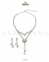 Brilliant Ribbon Drape Necklace Set Necklace Sets - Zeesy Jewellery Pakistan | Premium Artificial & Imitation Jewellery