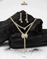 Brilliant Ribbon Drape Necklace Set Necklace Sets - Zeesy Jewellery Pakistan | Premium Artificial & Imitation Jewellery