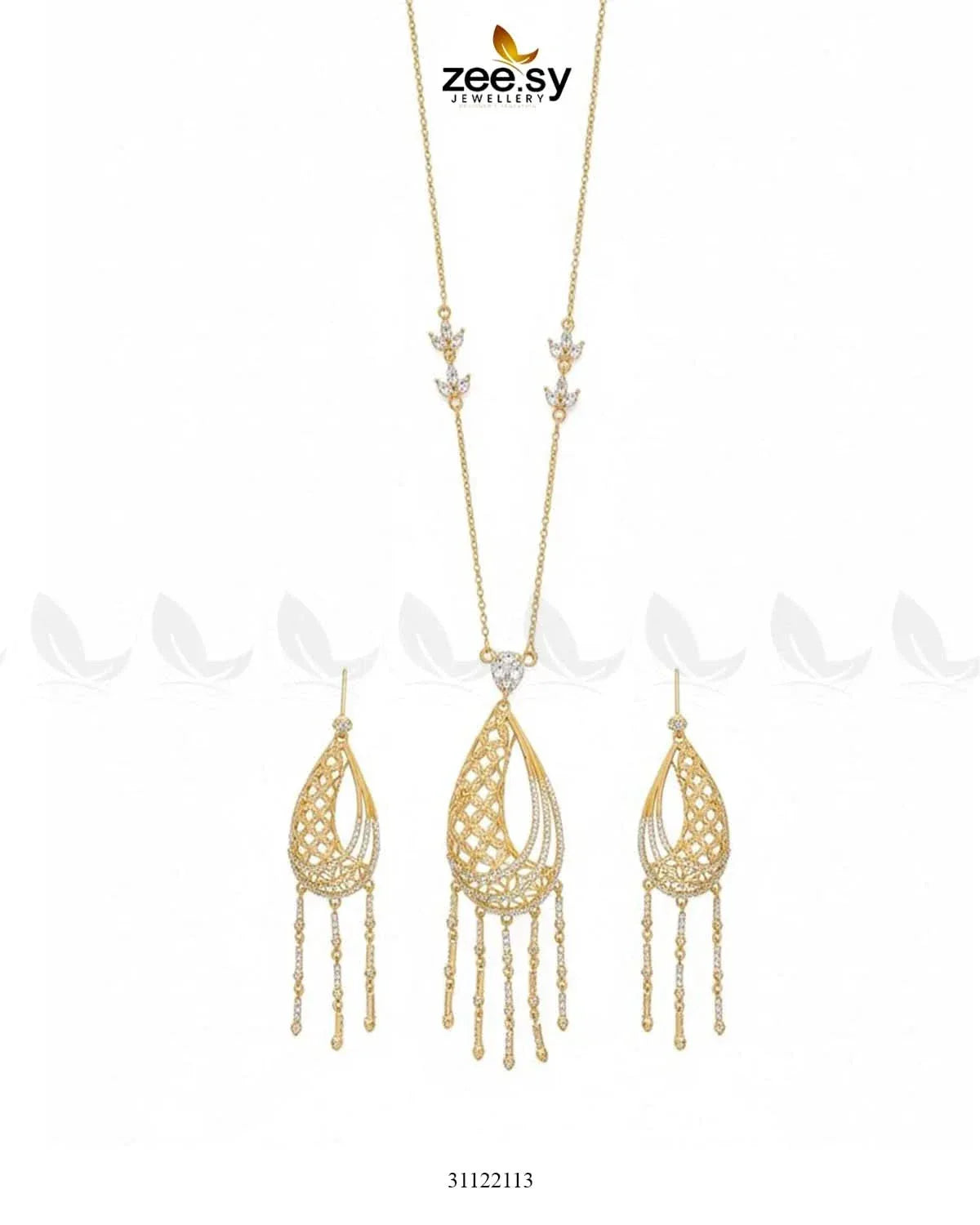 Cascade Dangle Necklace Set Necklace Sets - Zeesy Jewellery Pakistan | Premium Artificial & Imitation Jewellery