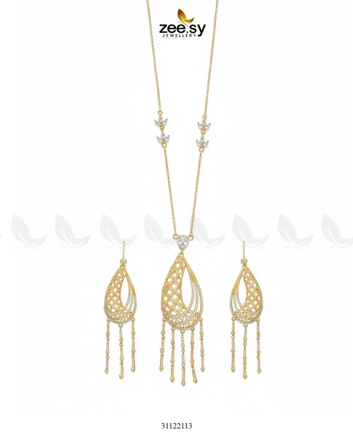 Cascade Dangle Necklace Set Necklace Sets - Zeesy Jewellery Pakistan | Premium Artificial & Imitation Jewellery