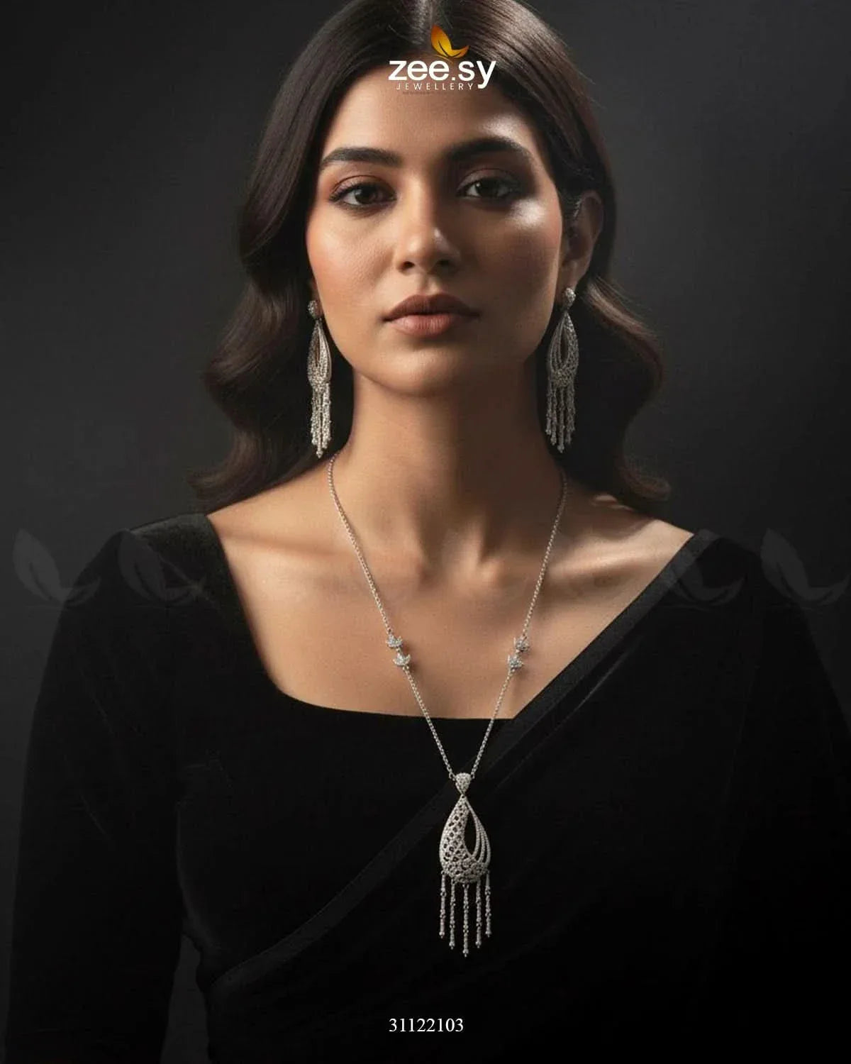 Cascade Dangle Necklace Set Necklace Sets - Zeesy Jewellery Pakistan | Premium Artificial & Imitation Jewellery