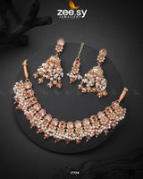 Celosia Necklace Golden Champagne Necklace Sets - Zeesy Jewellery Pakistan | Premium Artificial & Imitation Jewellery