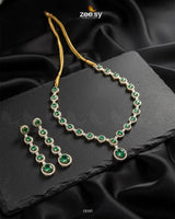 Freesia Necklace Set Golden Green Necklace Sets - Zeesy Jewellery Pakistan | Premium Artificial & Imitation Jewellery