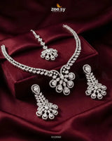 Glow Floral Zirconia Necklace Set Necklace Sets - Zeesy Jewellery Pakistan | Premium Artificial & Imitation Jewellery