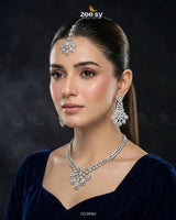 Glow Floral Zirconia Necklace Set Necklace Sets - Zeesy Jewellery Pakistan | Premium Artificial & Imitation Jewellery