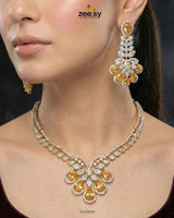 Glow Floral Zirconia Necklace Set Necklace Sets - Zeesy Jewellery Pakistan | Premium Artificial & Imitation Jewellery