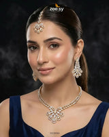 Glow Floral Zirconia Necklace Set Necklace Sets - Zeesy Jewellery Pakistan | Premium Artificial & Imitation Jewellery