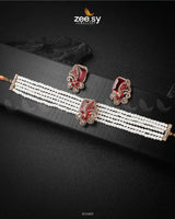 Pacific Pearl Necklace Golden Red Necklace Sets - Zeesy Jewellery Pakistan | Premium Artificial & Imitation Jewellery