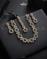 Scabiosa Necklace Set Golden Green Necklace Sets - Zeesy Jewellery Pakistan | Premium Artificial & Imitation Jewellery