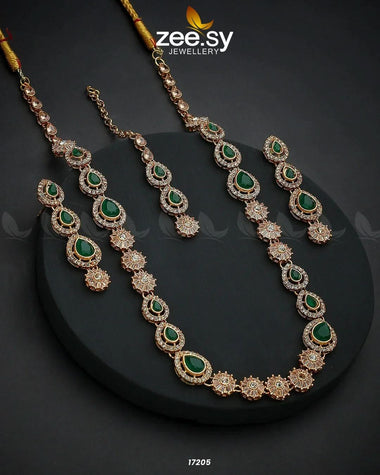 Serenity Malla Necklace Golden Green Necklace Sets - Zeesy Jewellery Pakistan | Premium Artificial & Imitation Jewellery