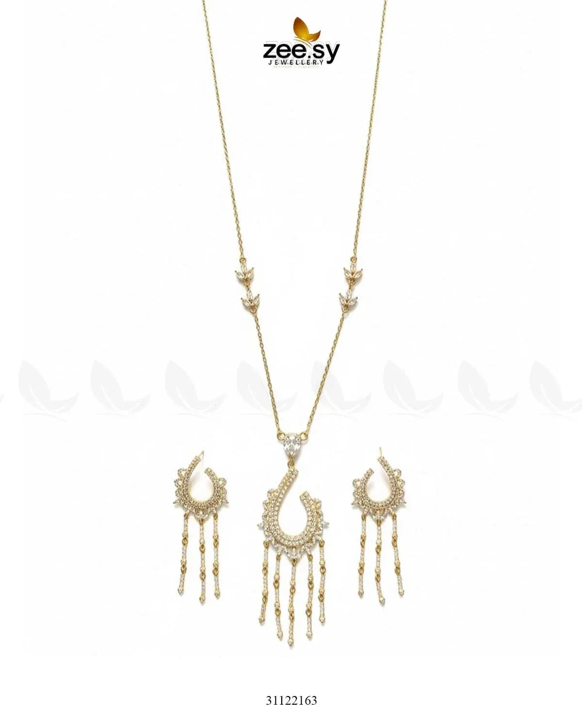 Crescent Tassel Drop Necklace Set Necklace Sets - Zeesy Jewellery Pakistan | Premium Artificial & Imitation Jewellery
