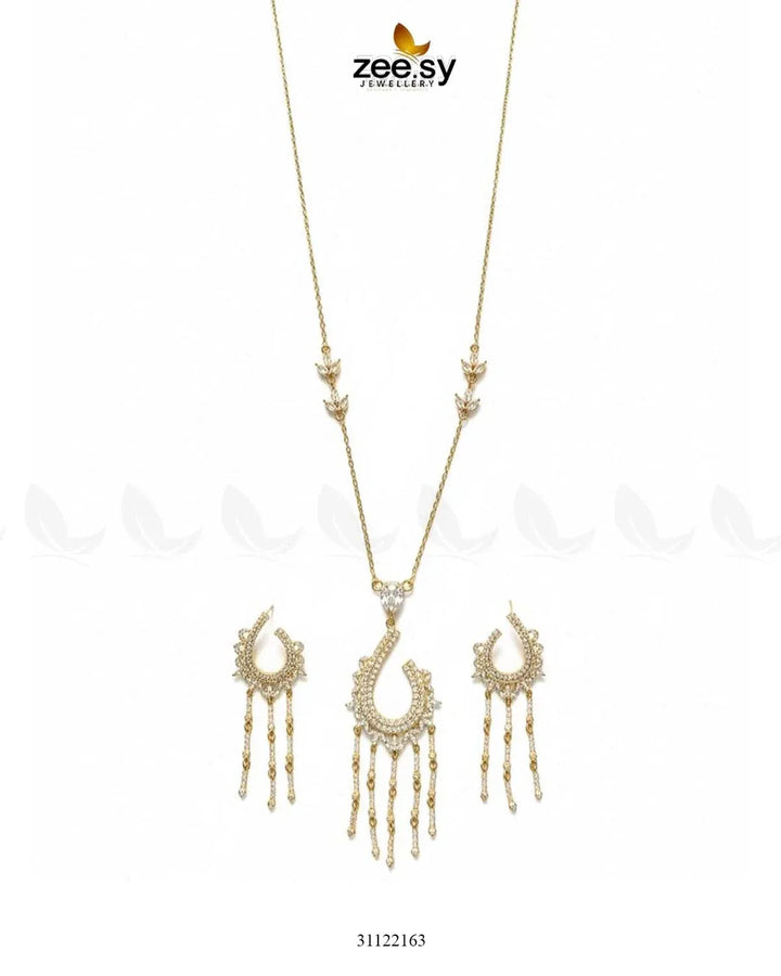 Crescent Tassel Drop Necklace Set Necklace Sets - Zeesy Jewellery Pakistan | Premium Artificial & Imitation Jewellery