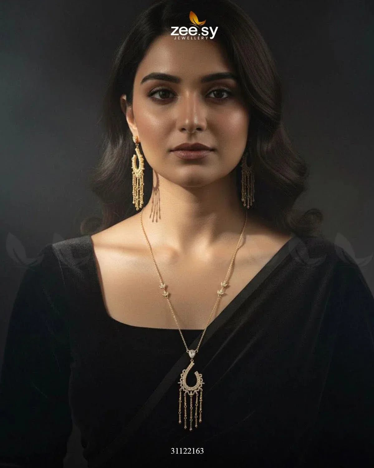 Crescent Tassel Drop Necklace Set Necklace Sets - Zeesy Jewellery Pakistan | Premium Artificial & Imitation Jewellery